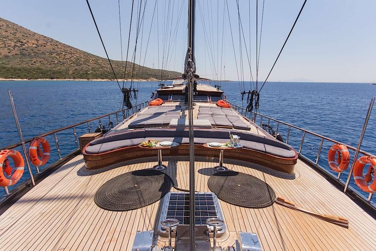 a boat on the water aboard PRINCESS KARIA II Yacht for Charter
