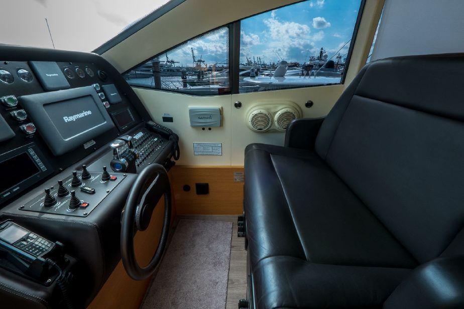 inside of a car aboard TICUN Yacht for Charter