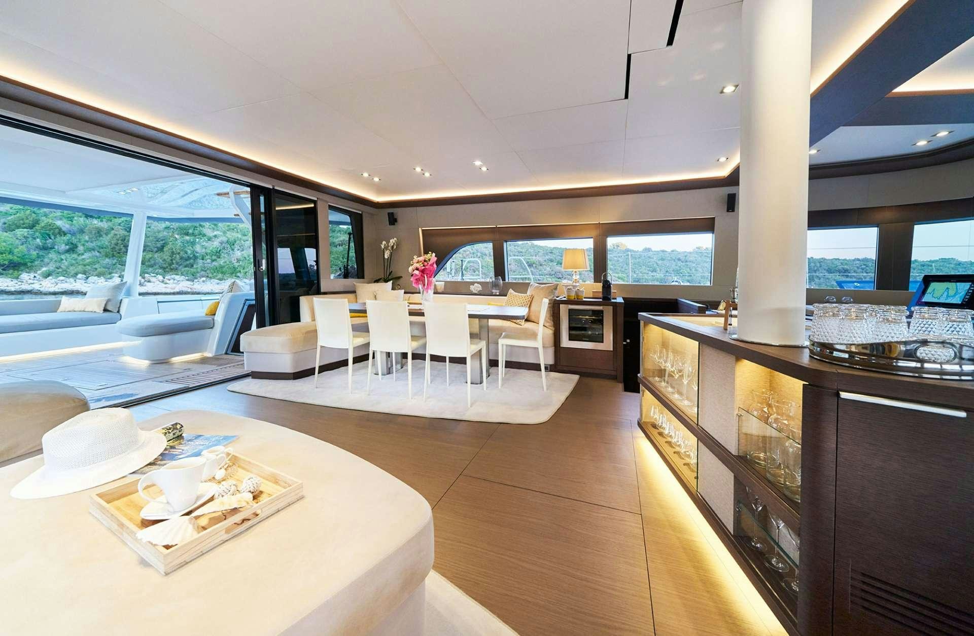 a kitchen and dining area aboard ADRIATIC DRAGON Yacht for Charter