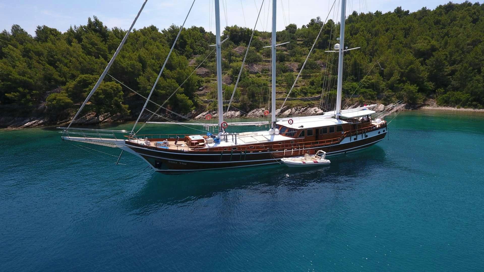 a boat in the water aboard DOLCE VITA Yacht for Charter