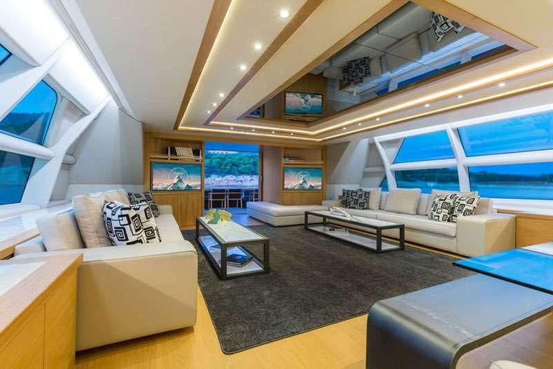 a modern looking living room aboard HEESEN Yacht for Charter