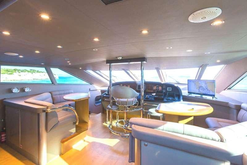 inside of a car aboard HEESEN Yacht for Charter