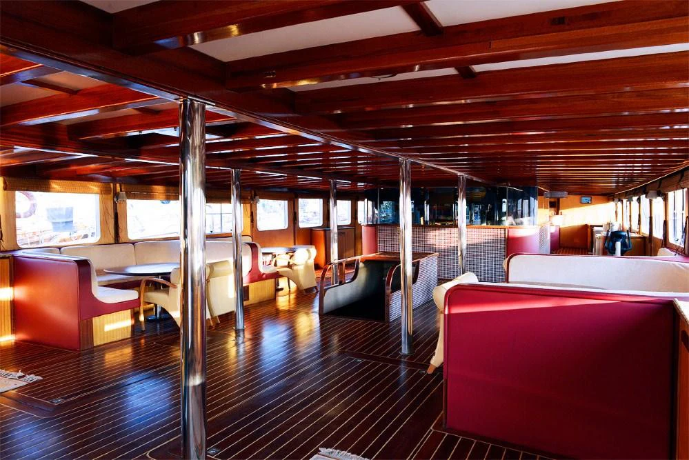 inside of a train aboard ELARA 1 Yacht for Charter