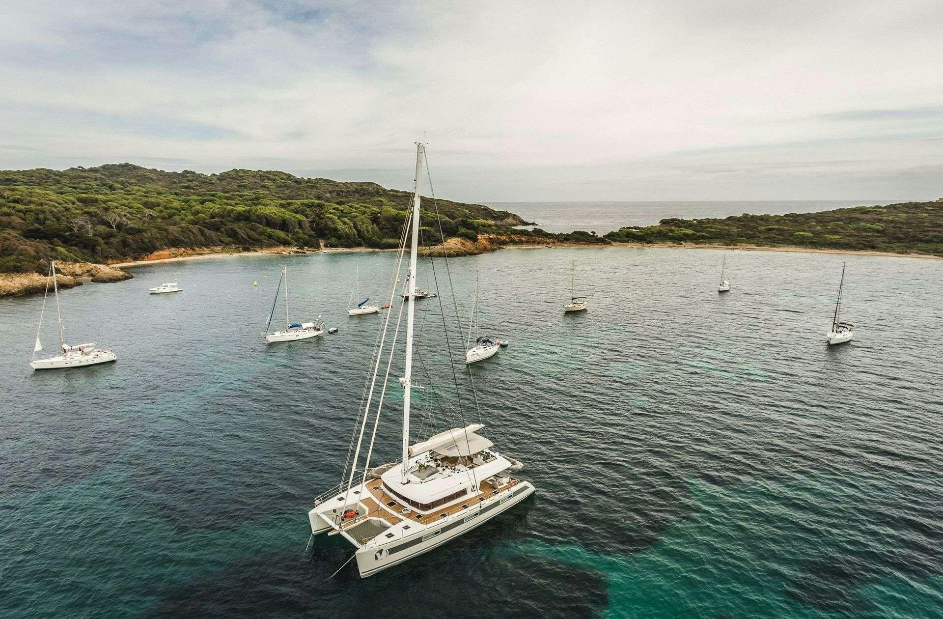 a group of boats in a harbor aboard OCEAN VIEW Yacht for Charter