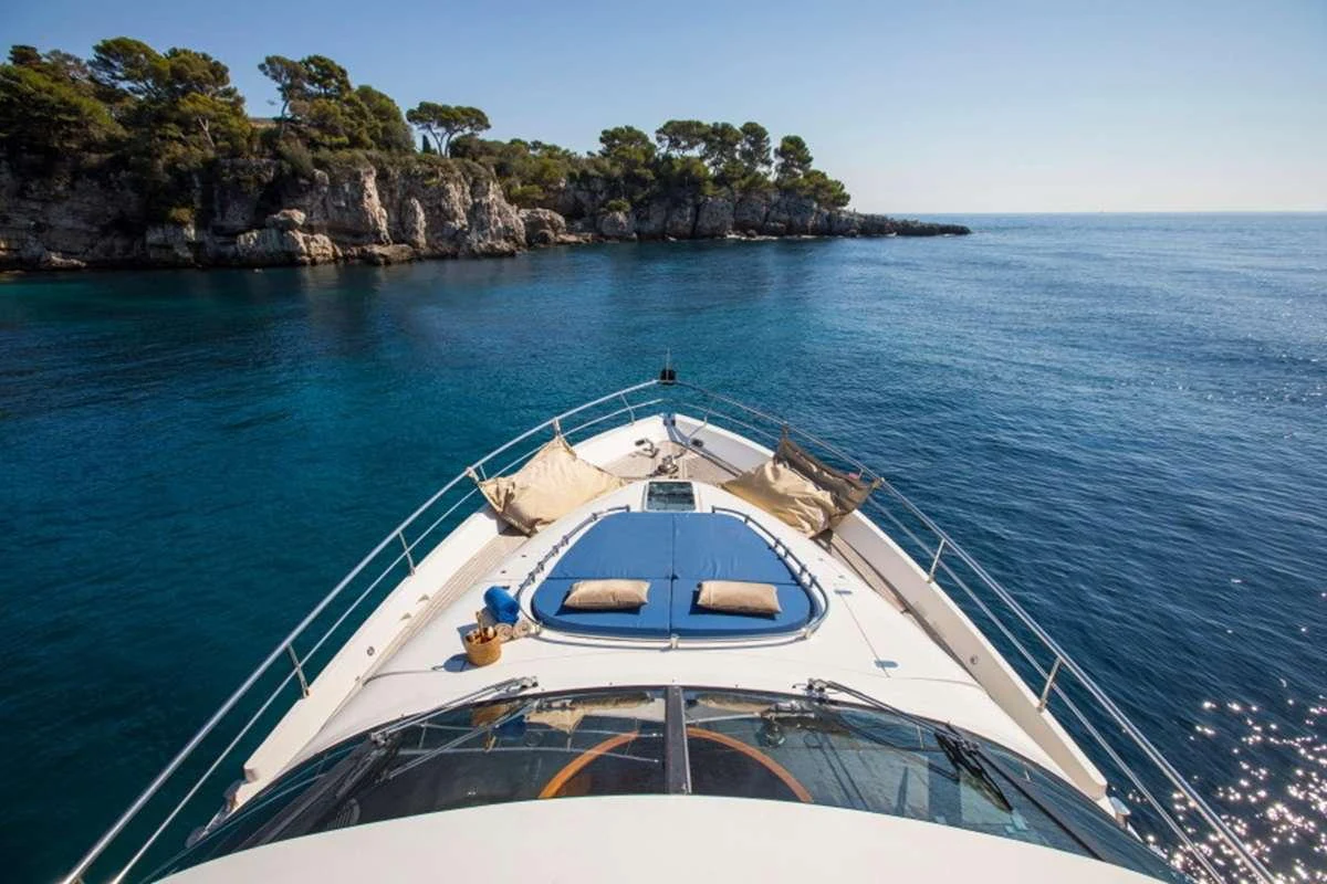 a boat on the water aboard D5 Yacht for Charter