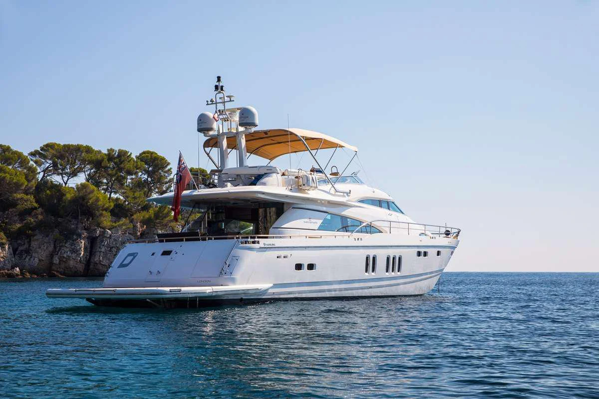 a boat on the water aboard D5 Yacht for Charter