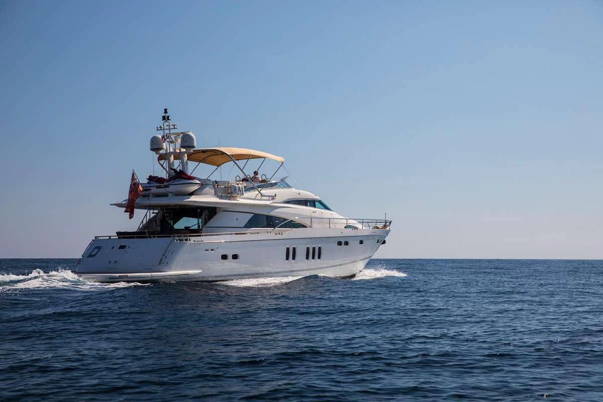 a boat on the water aboard D5 Yacht for Charter