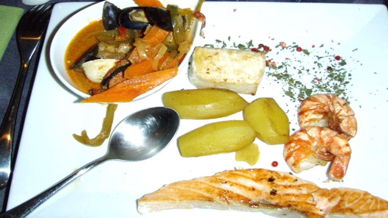 a plate of food aboard SORANA Yacht for Charter