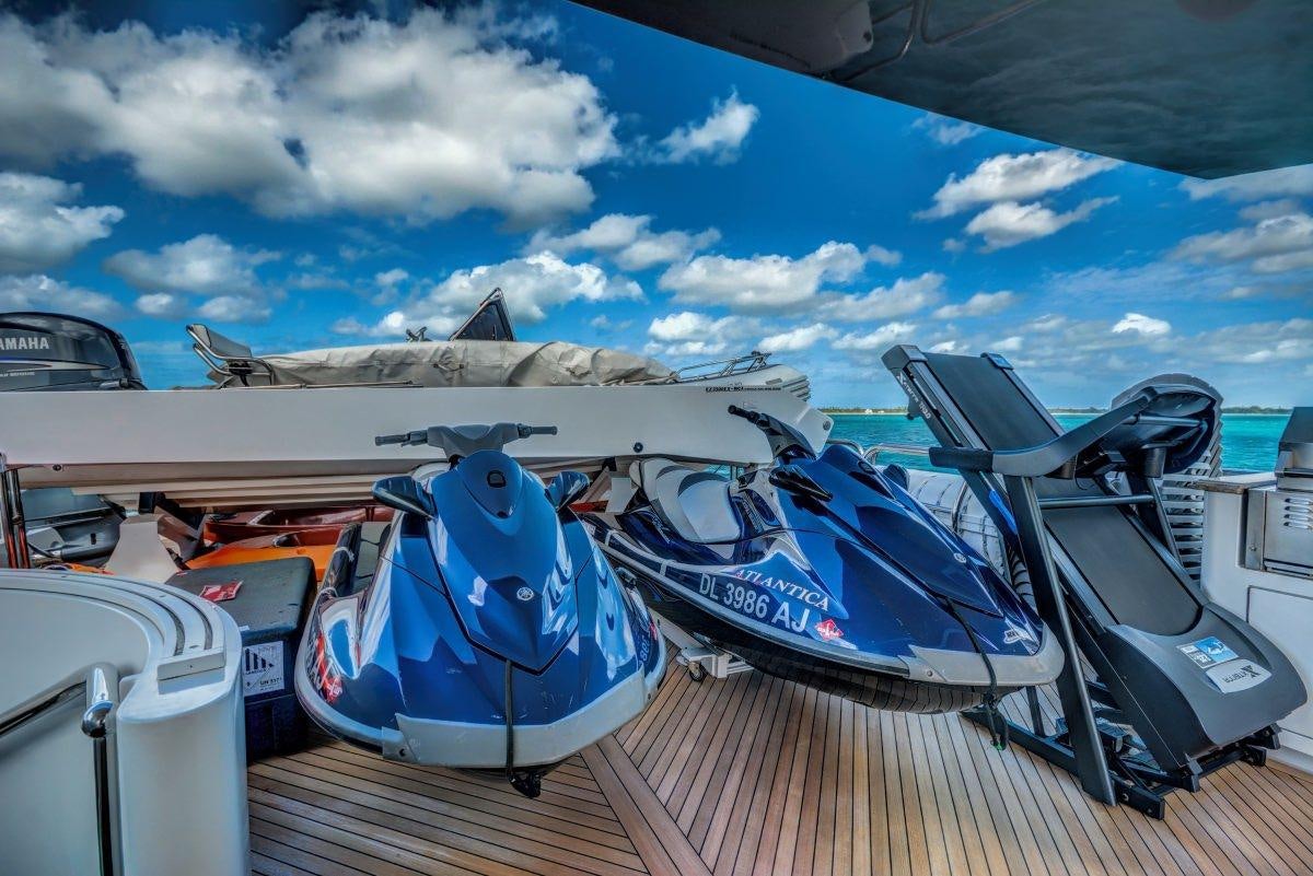 a row of boats on a dock aboard MISS CHRISTINE Yacht for Charter