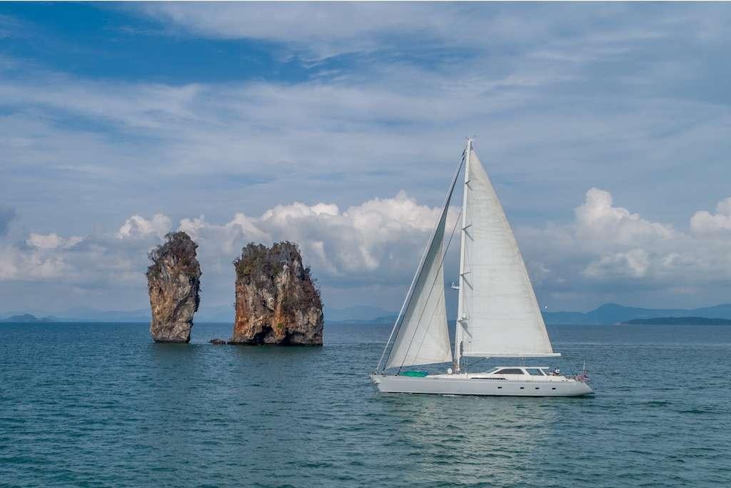 a sailboat on the water aboard SILVERLINING Yacht for Charter