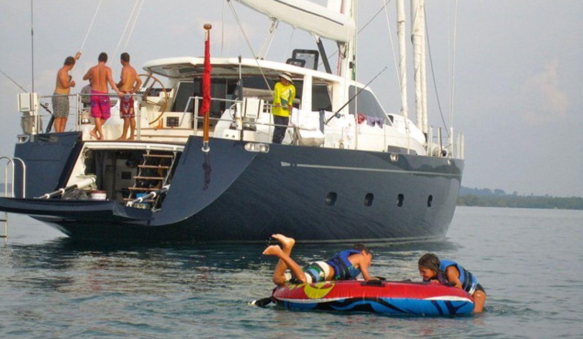a boat with people on it aboard SILVERLINING Yacht for Charter