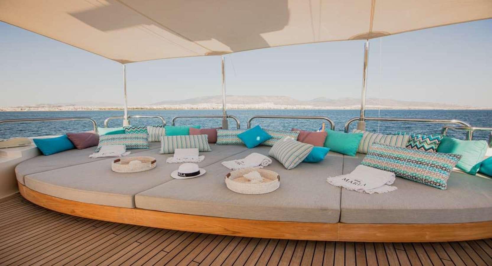 a table with food on it aboard MARLA Yacht for Charter