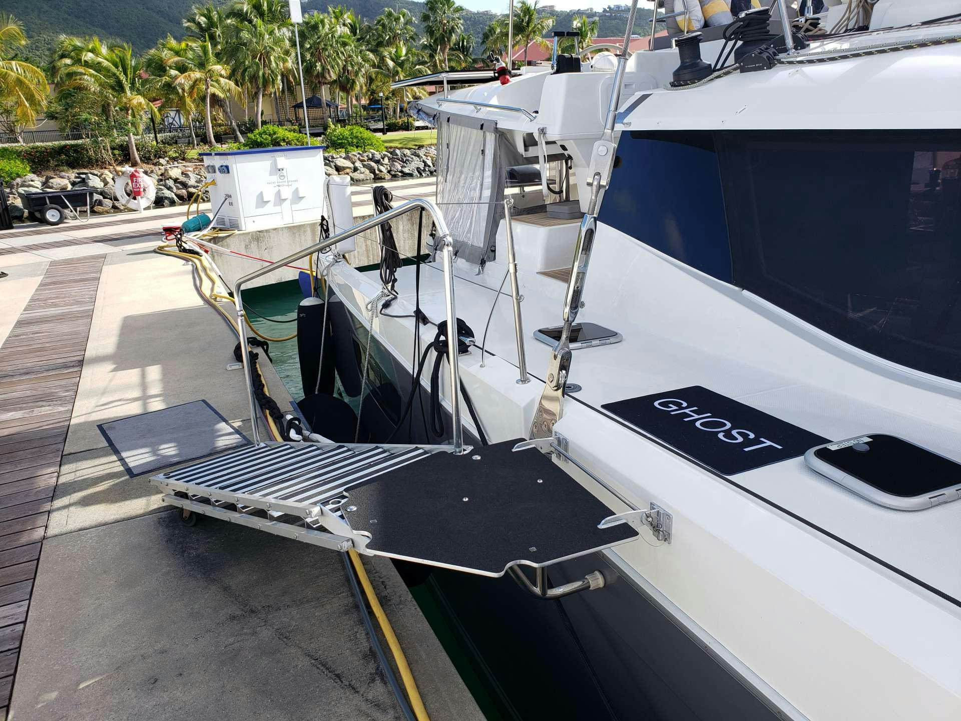 a boat on the dock aboard Ghost Yacht for Charter