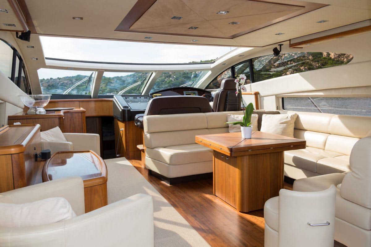inside of a car aboard ASPIRE OF LONDON Yacht for Charter