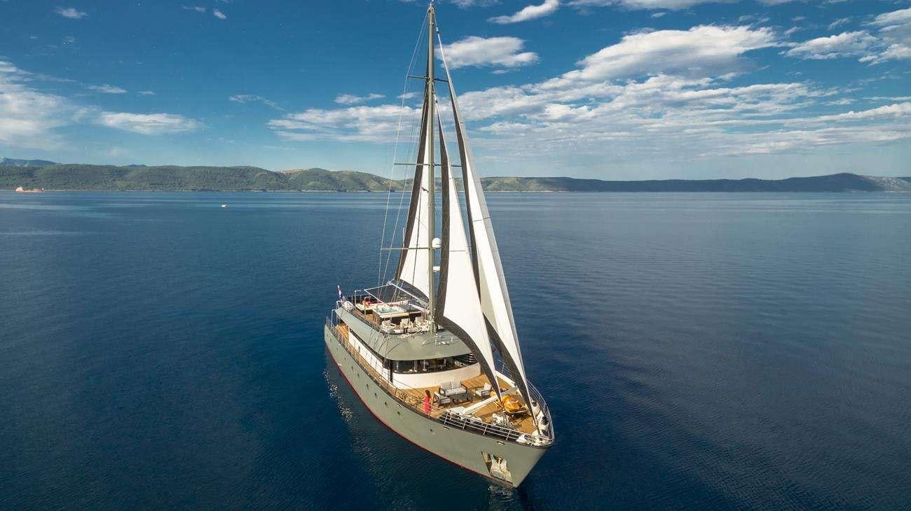 a sailboat in the water aboard RARA AVIS Yacht for Charter