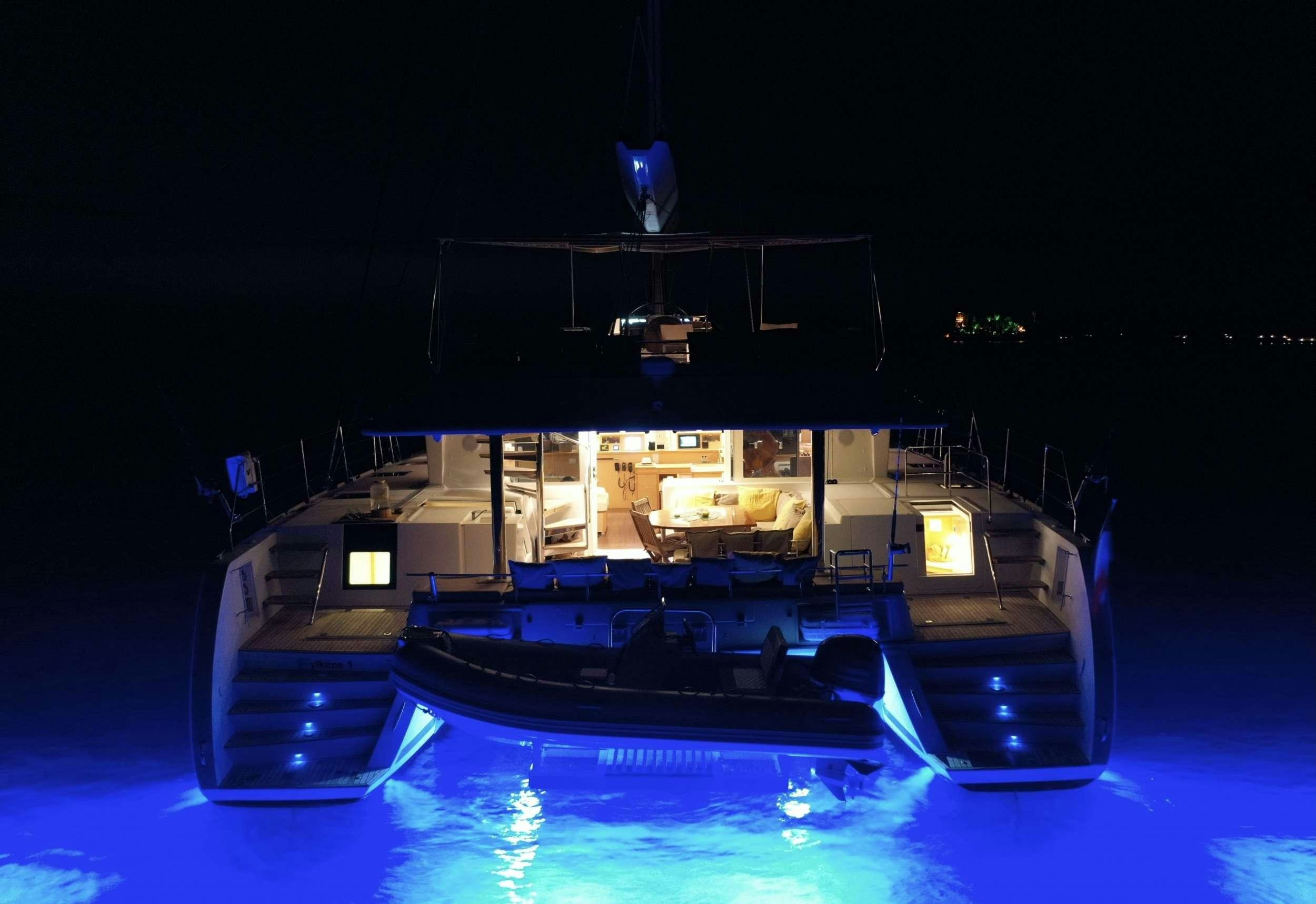 a model of a boat aboard ZYLKENE 1 Yacht for Charter