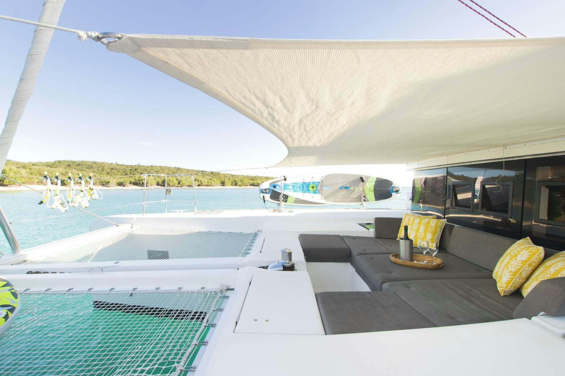 a boat on the water aboard RUMBA Yacht for Charter