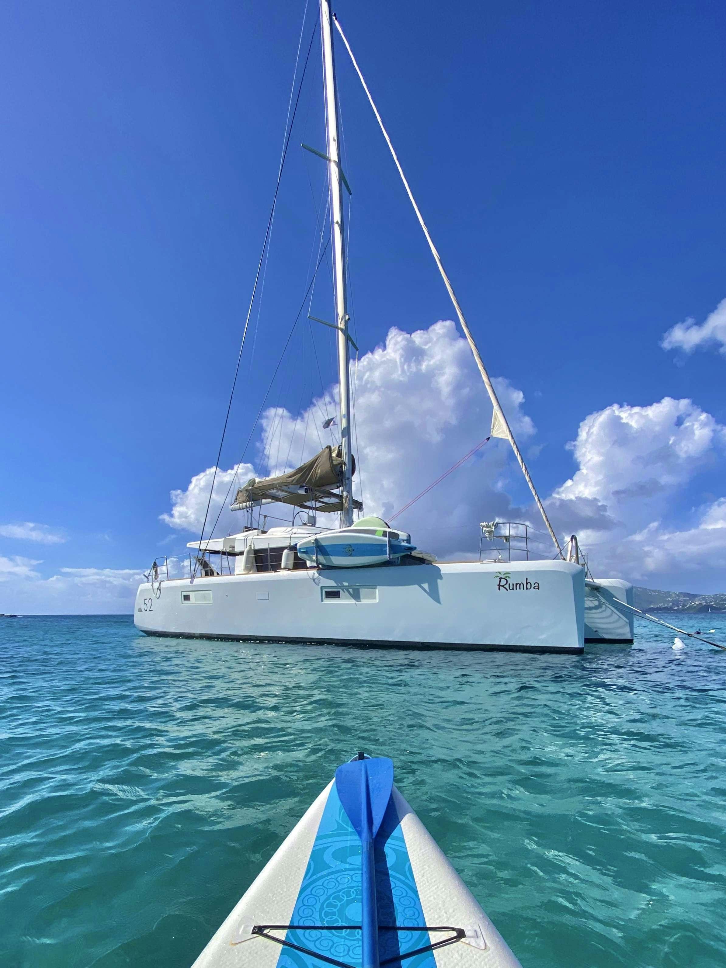 a boat in the water aboard RUMBA Yacht for Charter