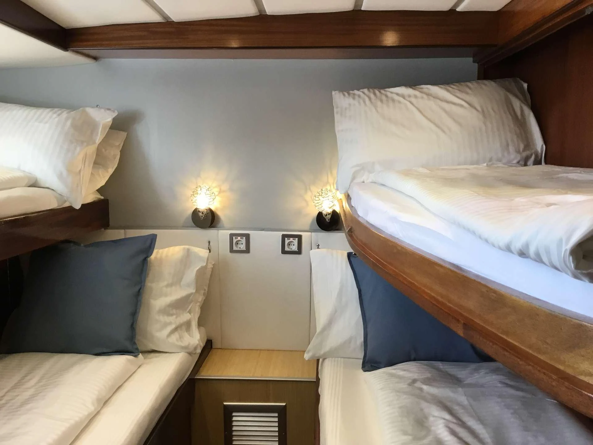 a room with two beds aboard Bellacha Yacht for Charter