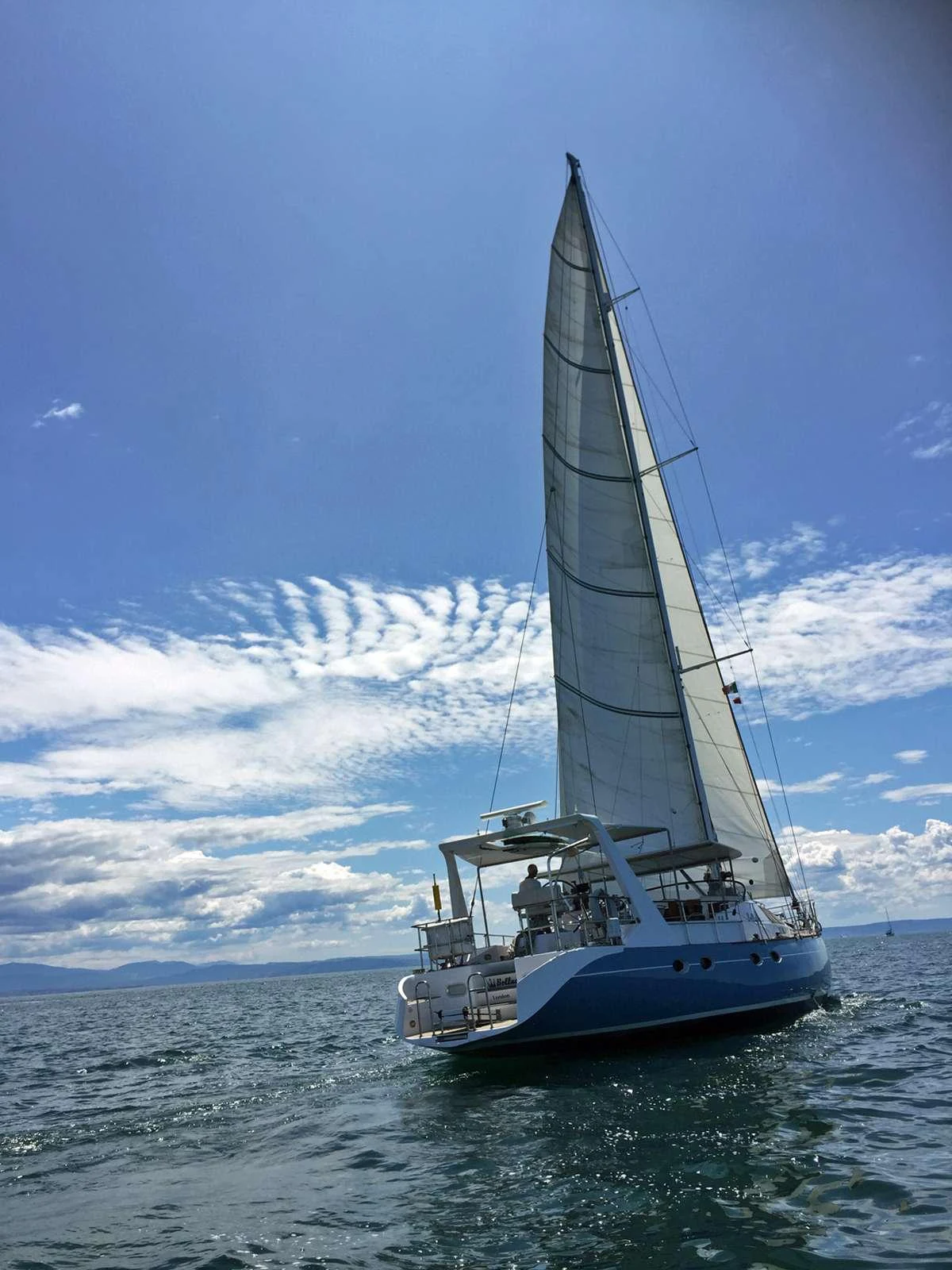 a sailboat in the water aboard Bellacha Yacht for Charter