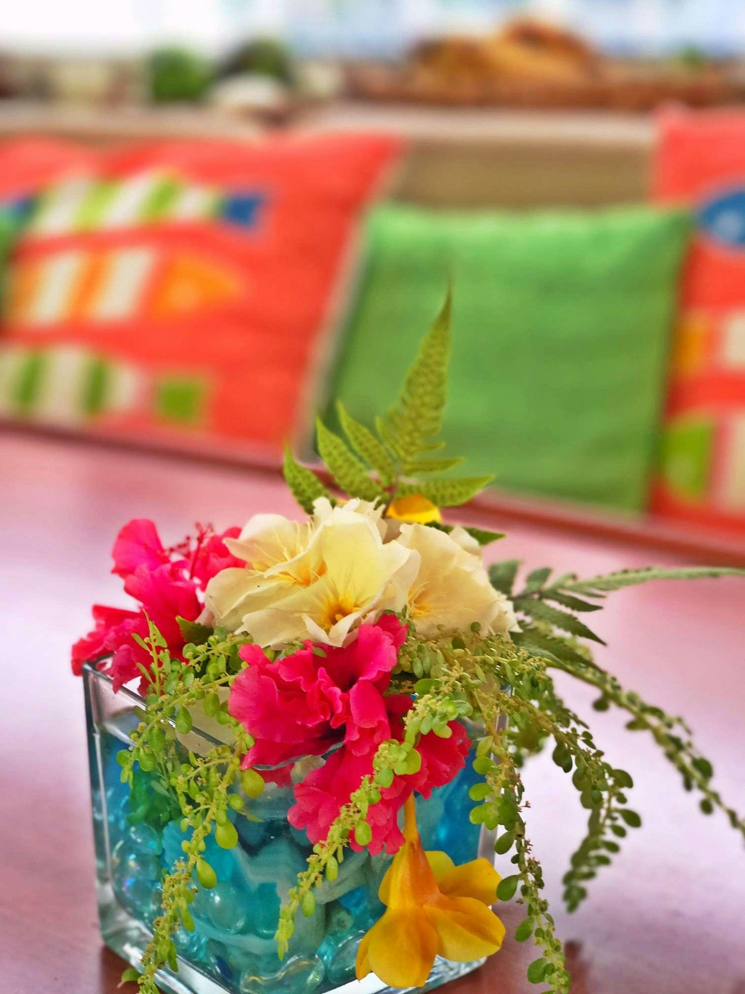 a vase with flowers aboard LUNA SEA Yacht for Charter