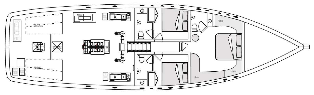 a diagram of a building aboard MANTAMAE Yacht for Charter