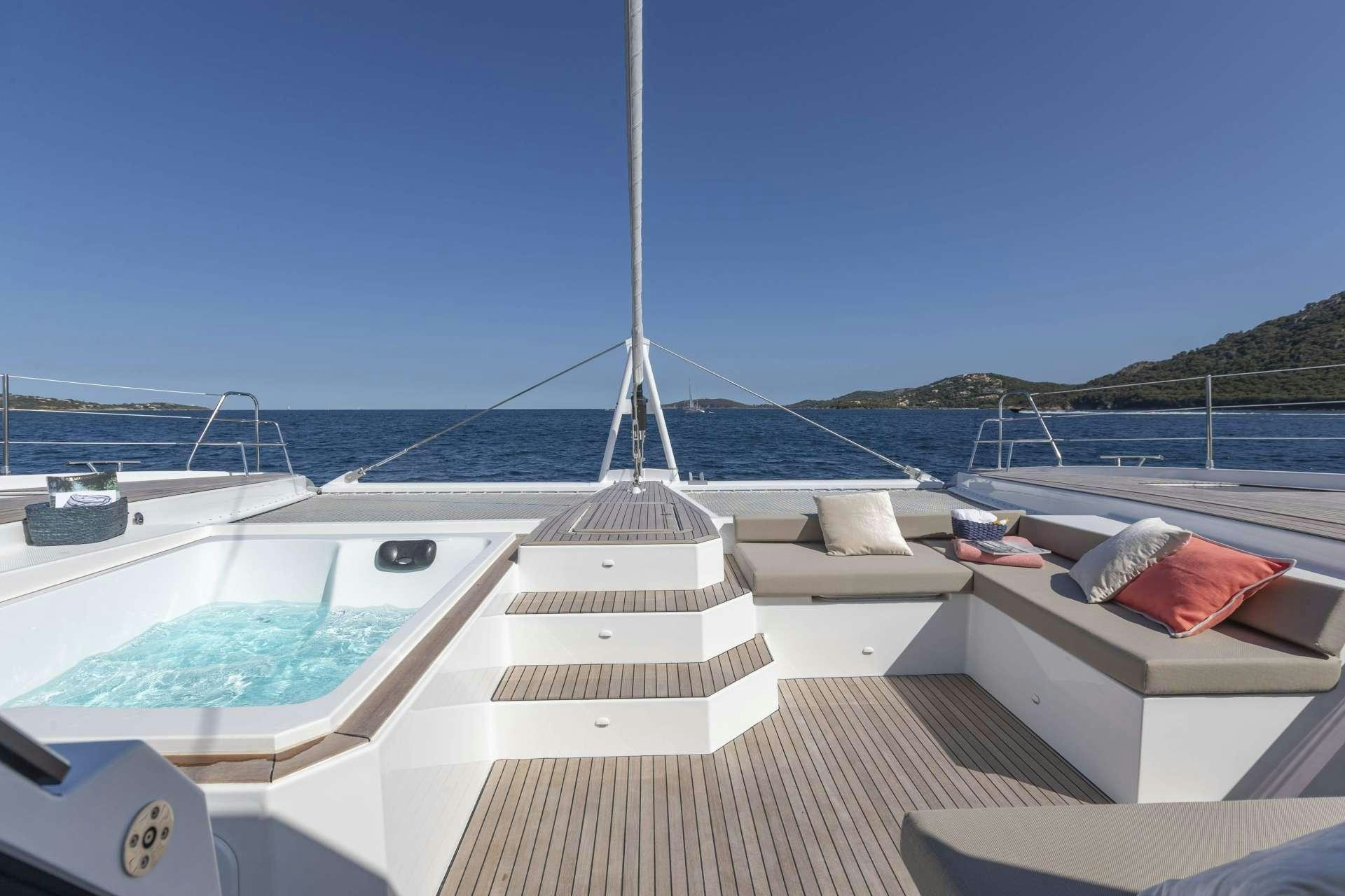 a boat on the water aboard AETHER Yacht for Charter