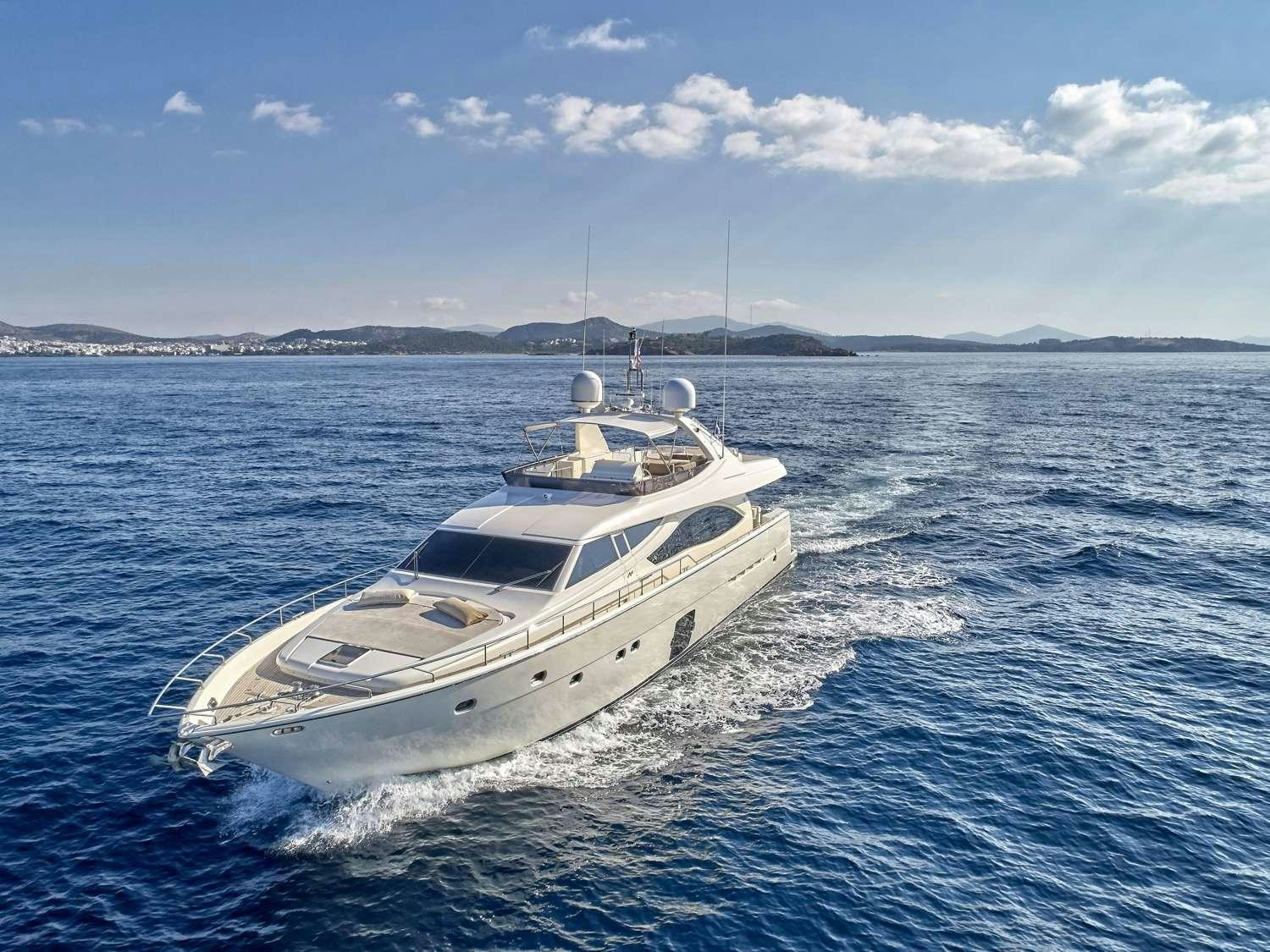 a white yacht on the water aboard JULIE M Yacht for Charter