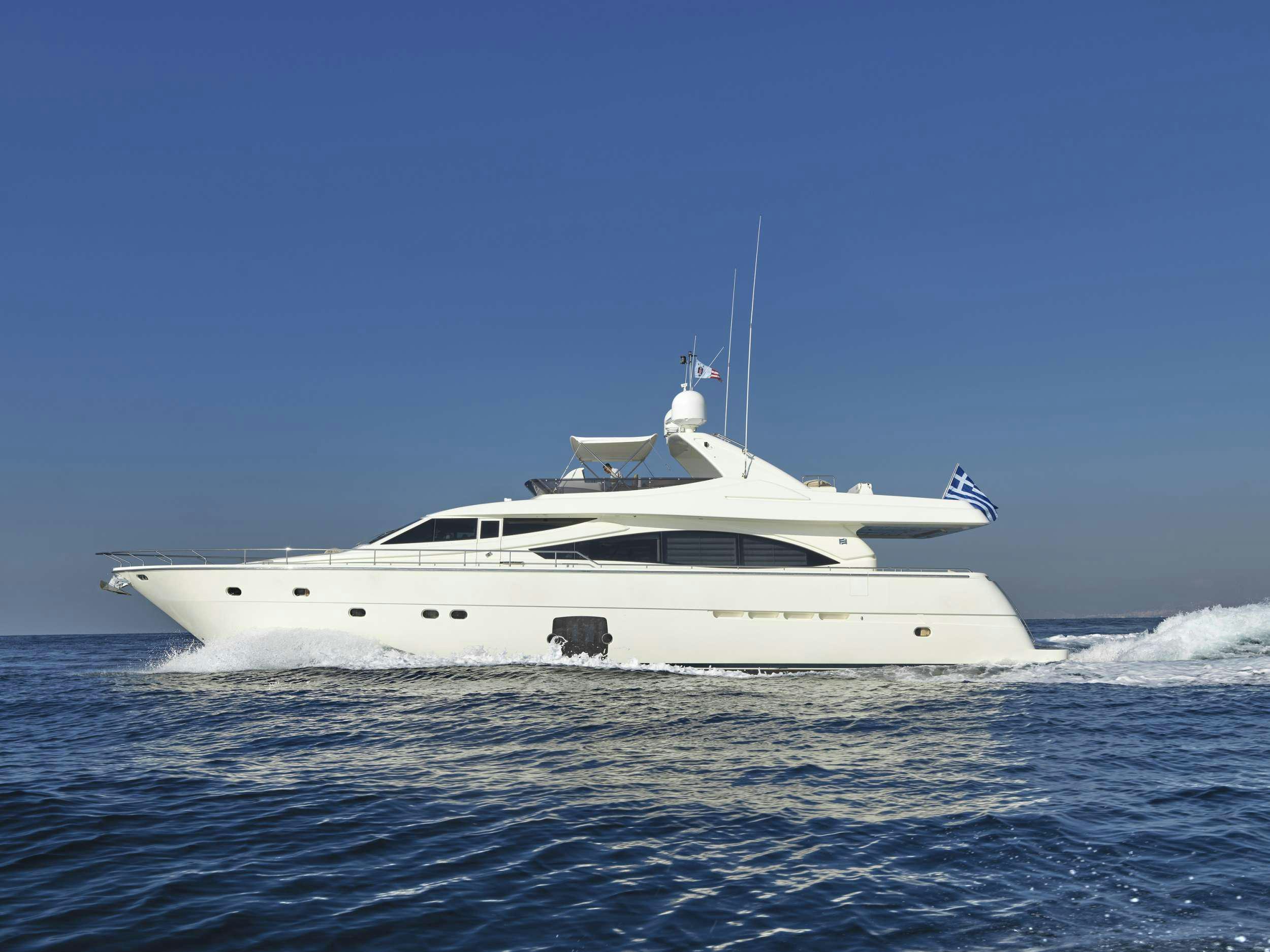 a white yacht in the water aboard JULIE M Yacht for Charter