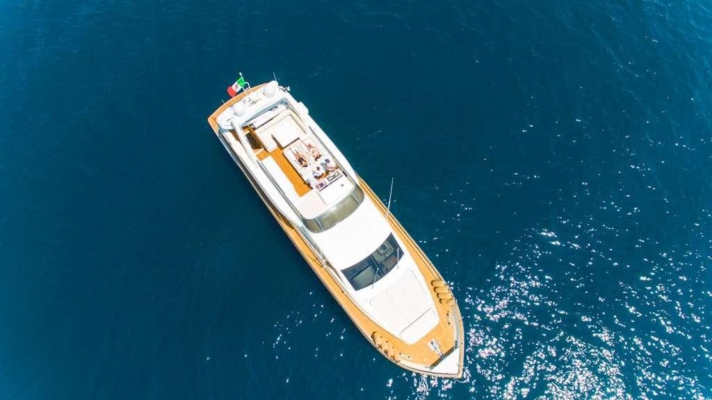 a ship in the water aboard RIVIERA Yacht for Charter