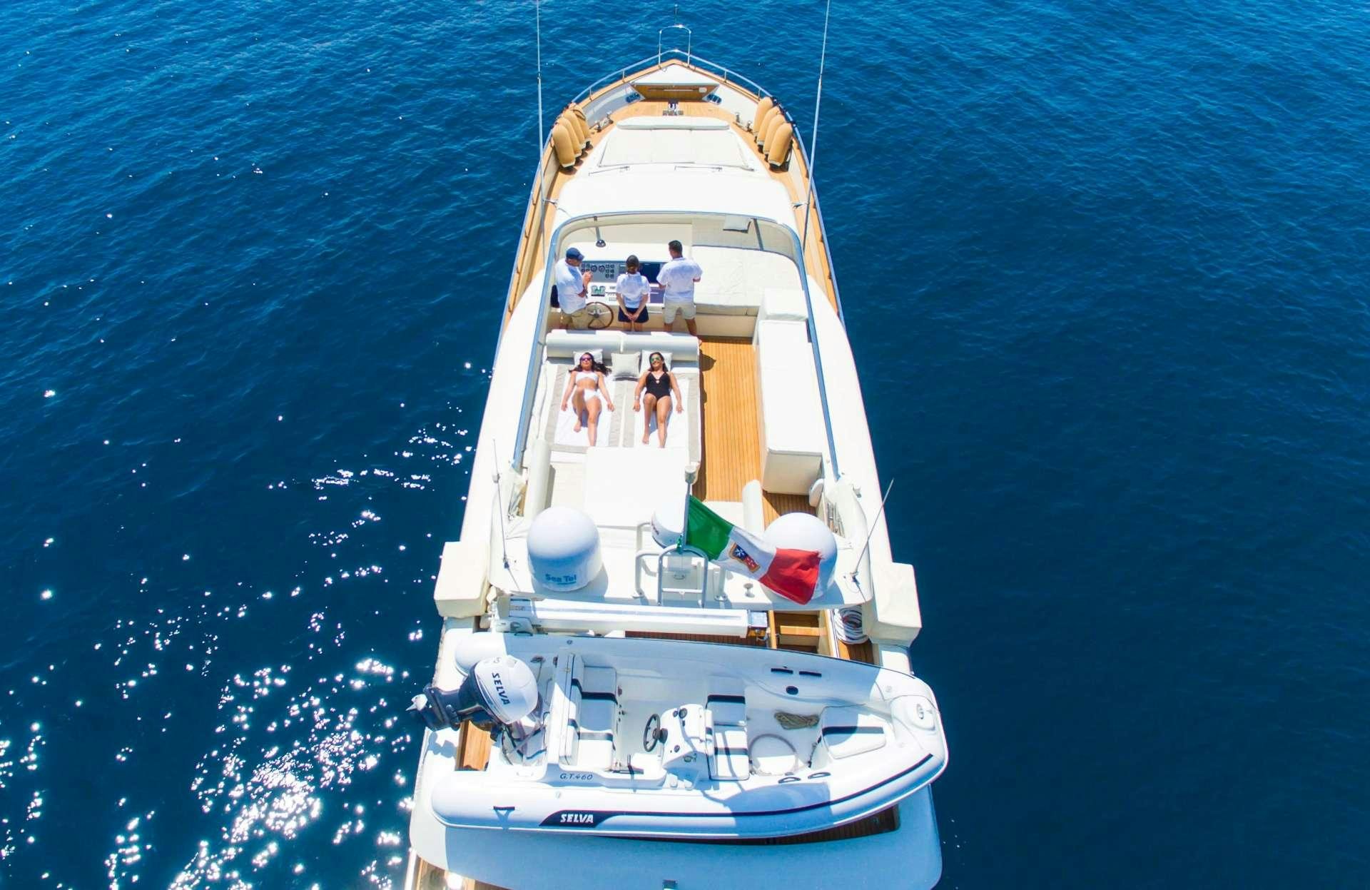 a boat with people on it aboard RIVIERA Yacht for Charter