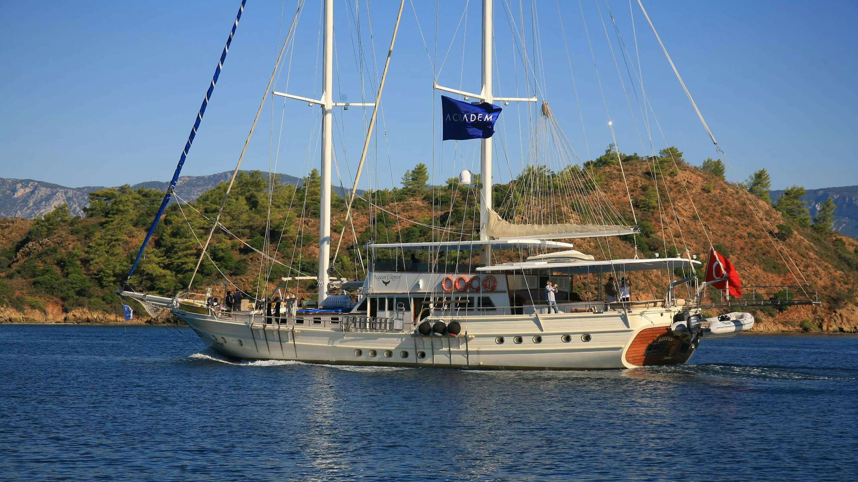 a boat on the water aboard AEGEAN CLIPPER Yacht for Charter
