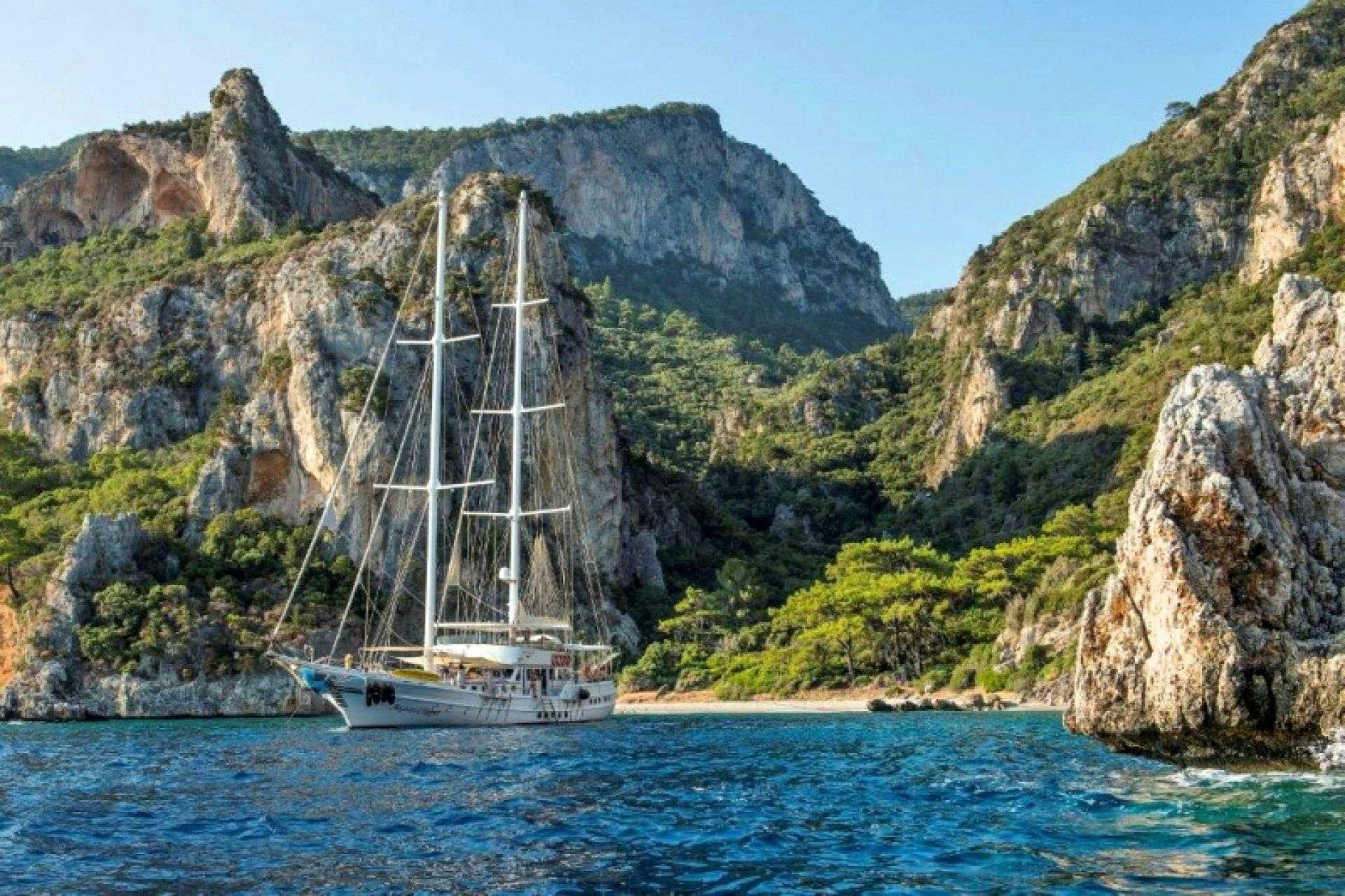 a sailboat in the water aboard AEGEAN CLIPPER Yacht for Charter