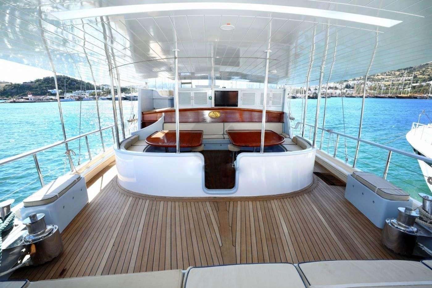 a boat on a deck aboard AEGEAN CLIPPER Yacht for Charter