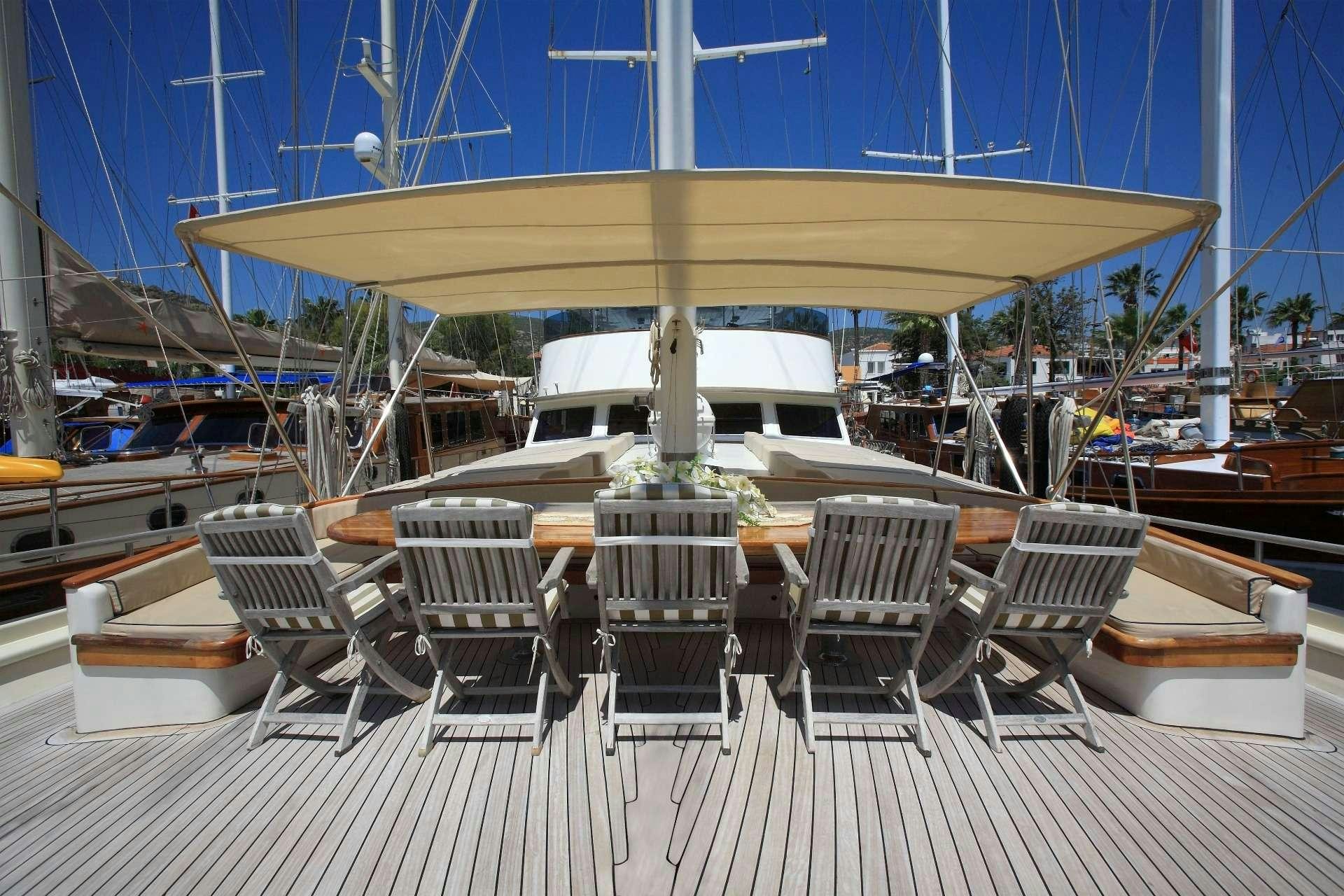 a group of chairs around a table aboard AEGEAN CLIPPER Yacht for Charter