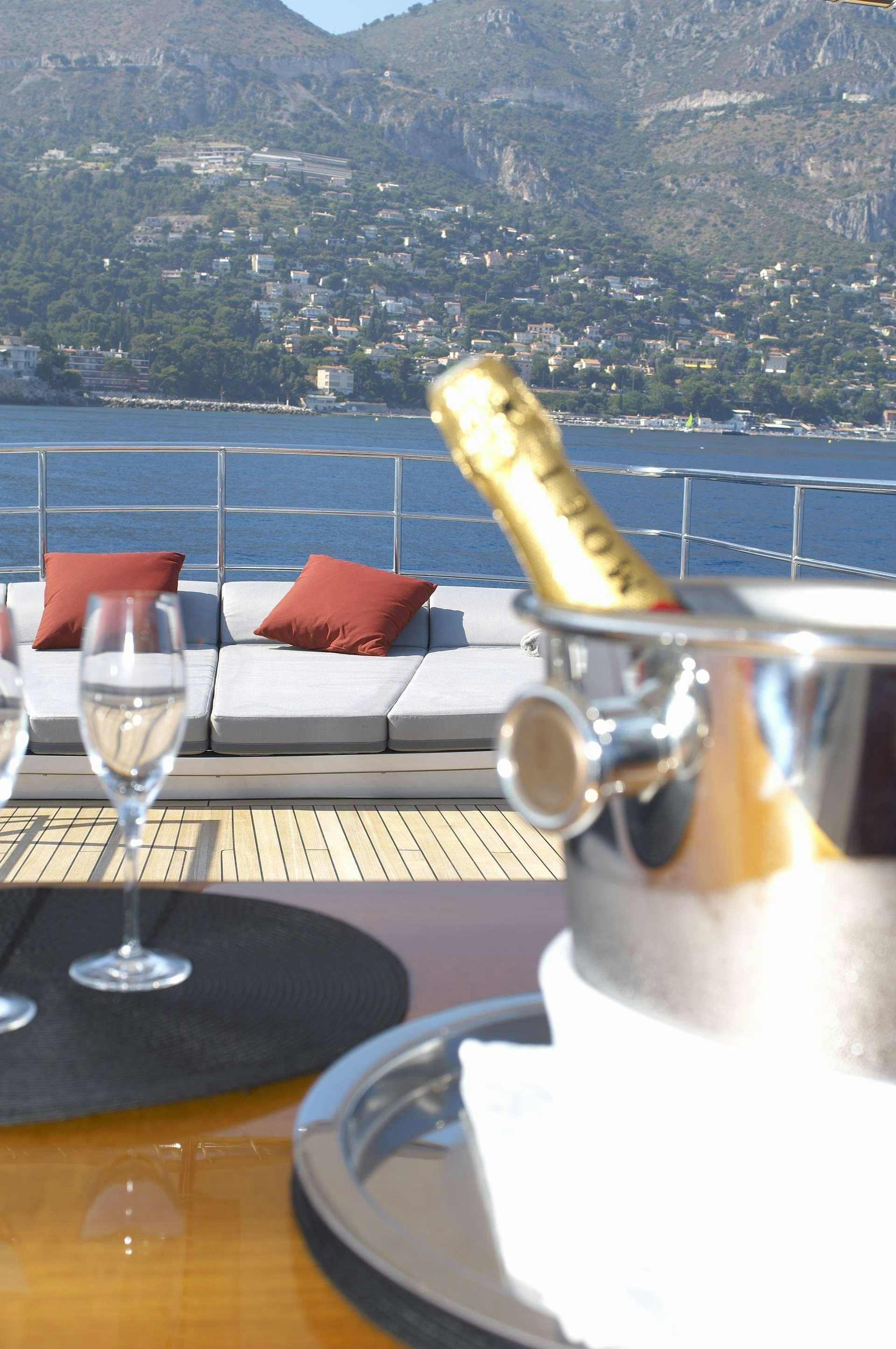a banana on a table aboard TEMPEST WS Yacht for Charter