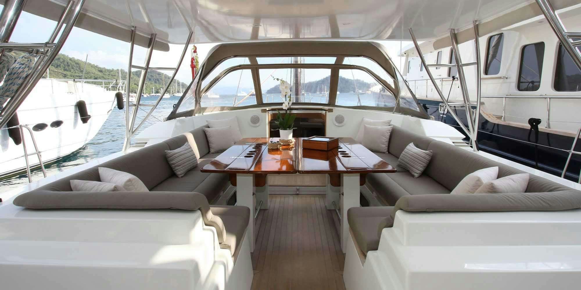 inside of a boat aboard ICHTUS Yacht for Charter