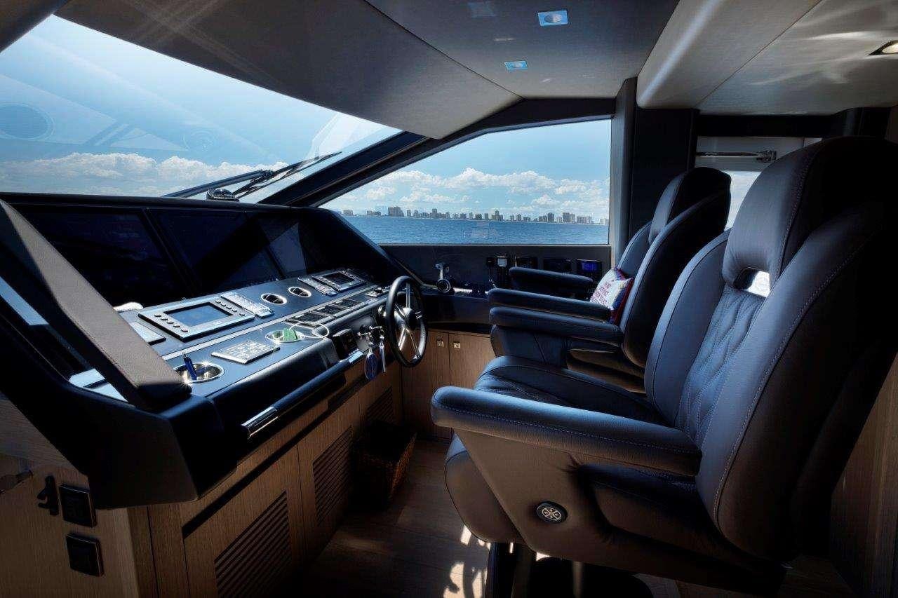 inside of a car aboard GOLDEN OURS Yacht for Charter