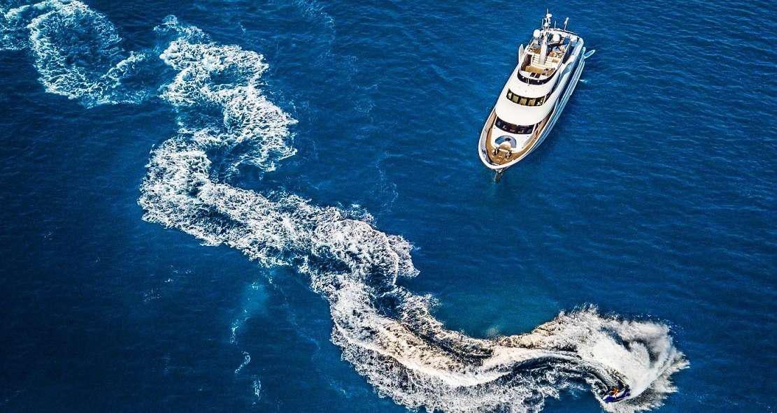 a boat in the water aboard MILAYA Yacht for Charter