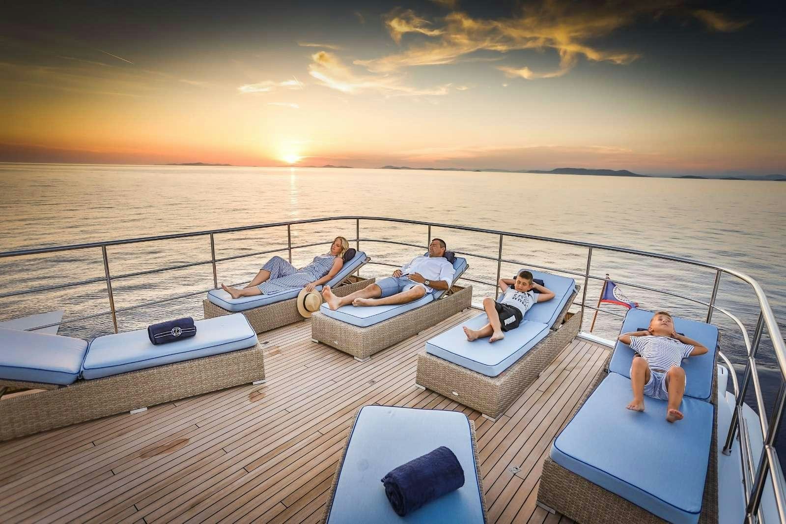 a group of people on a boat aboard MILAYA Yacht for Charter