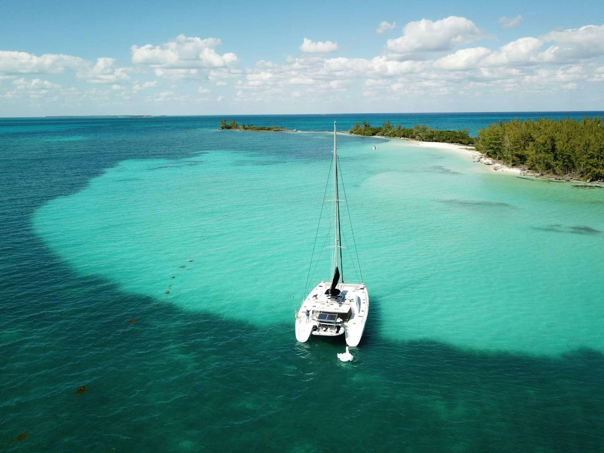 a boat sailing on the water aboard CATATONIC 500 Yacht for Charter