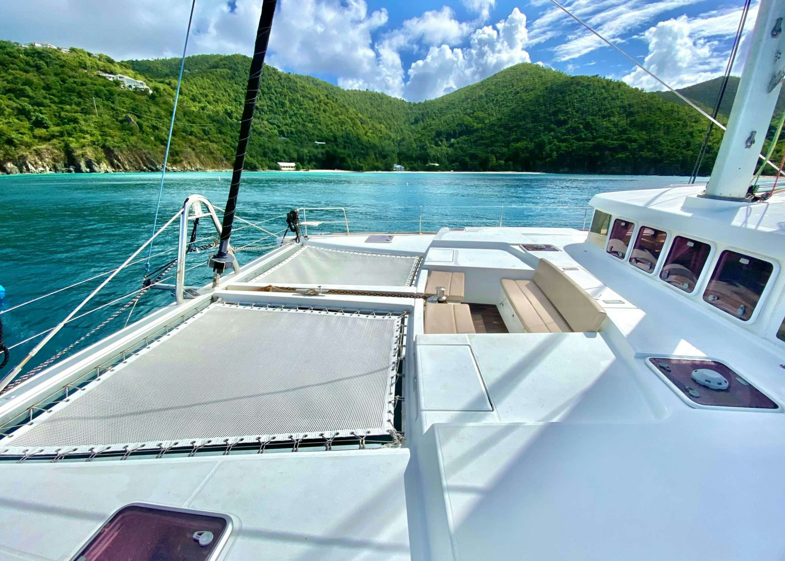 a boat on the water aboard CATATONIC 500 Yacht for Charter