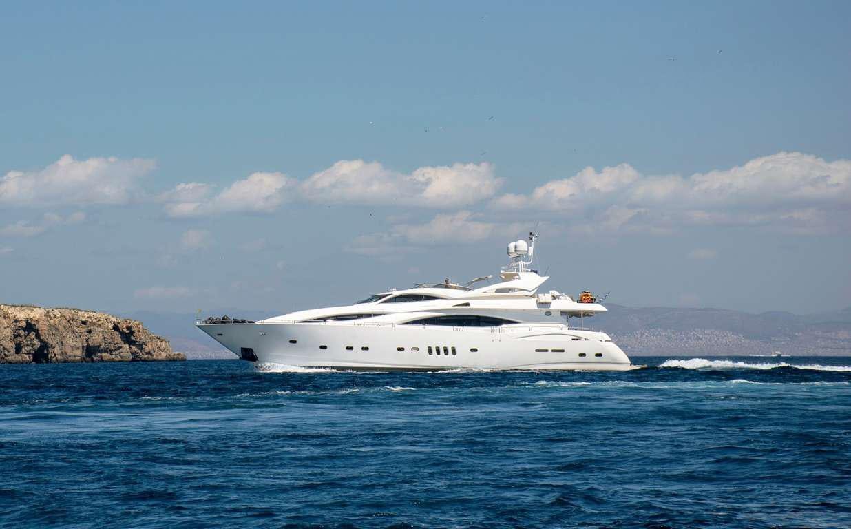 a white yacht in the water aboard MI ALMA Yacht for Charter