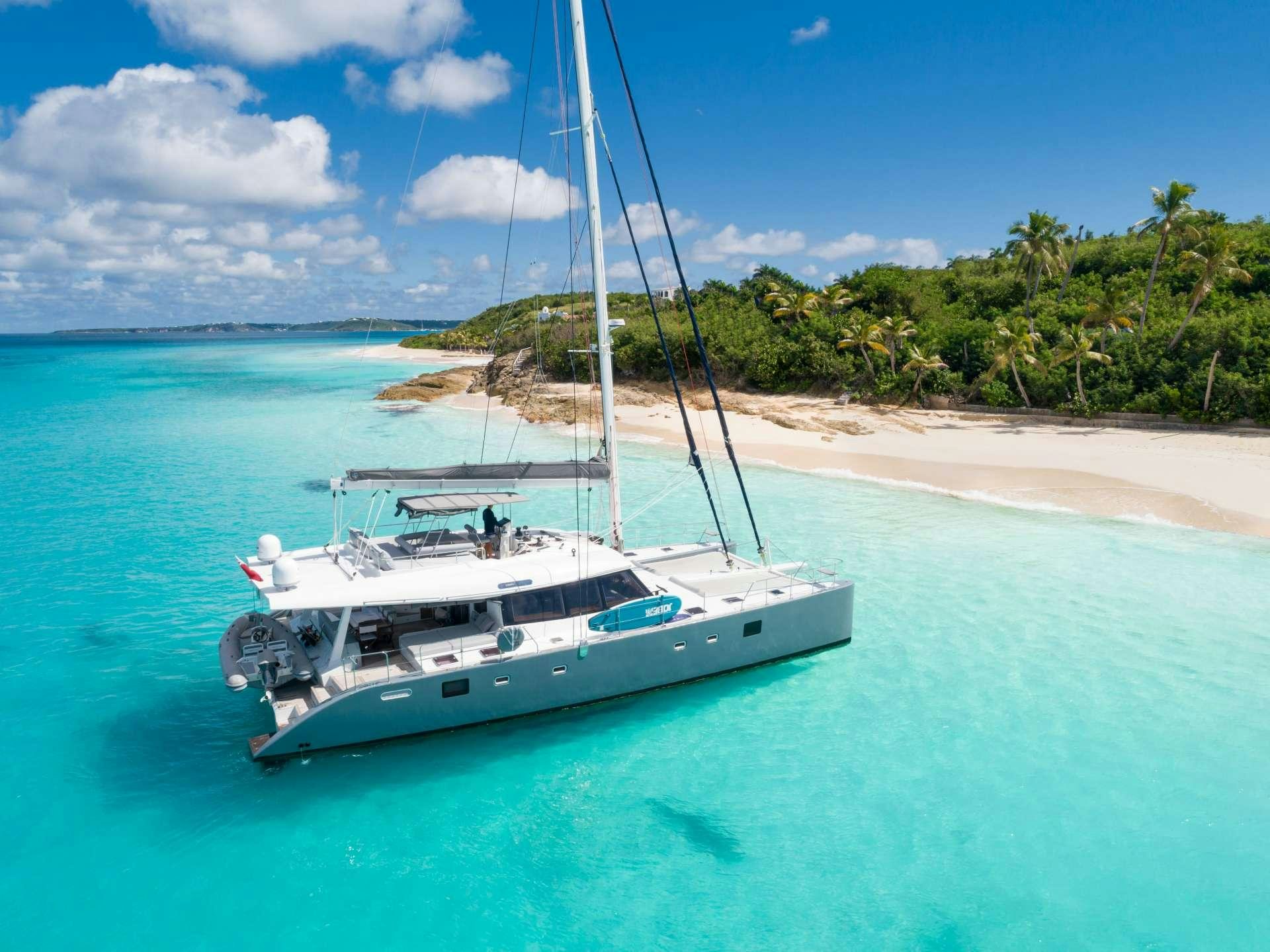 a boat on the water aboard DOLCEVITACAT Yacht for Charter
