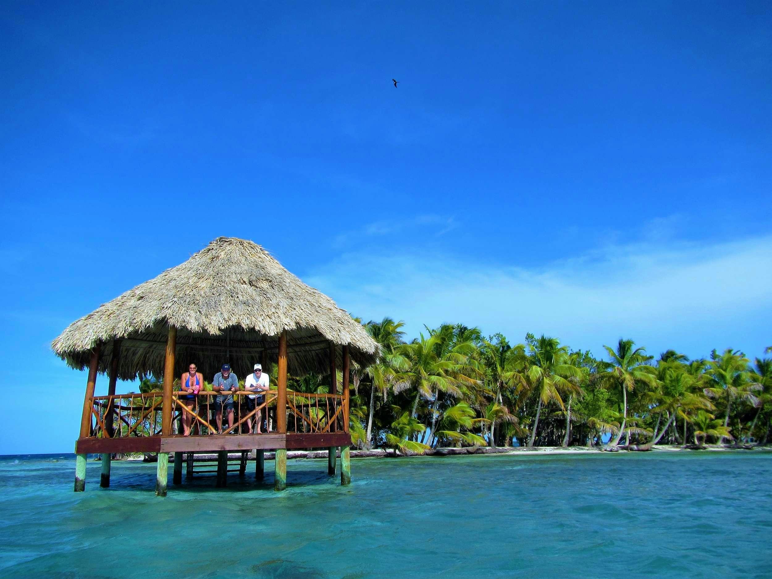 a hut on stilts in the water aboard Flojo Yacht for Charter