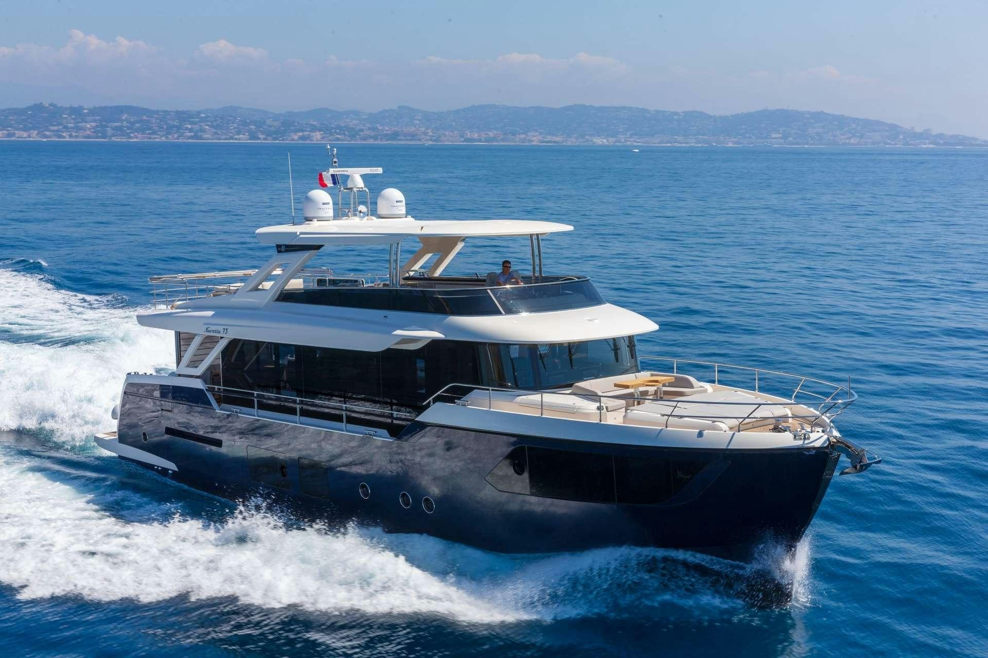 a boat on the water aboard ENIGMA Yacht for Charter