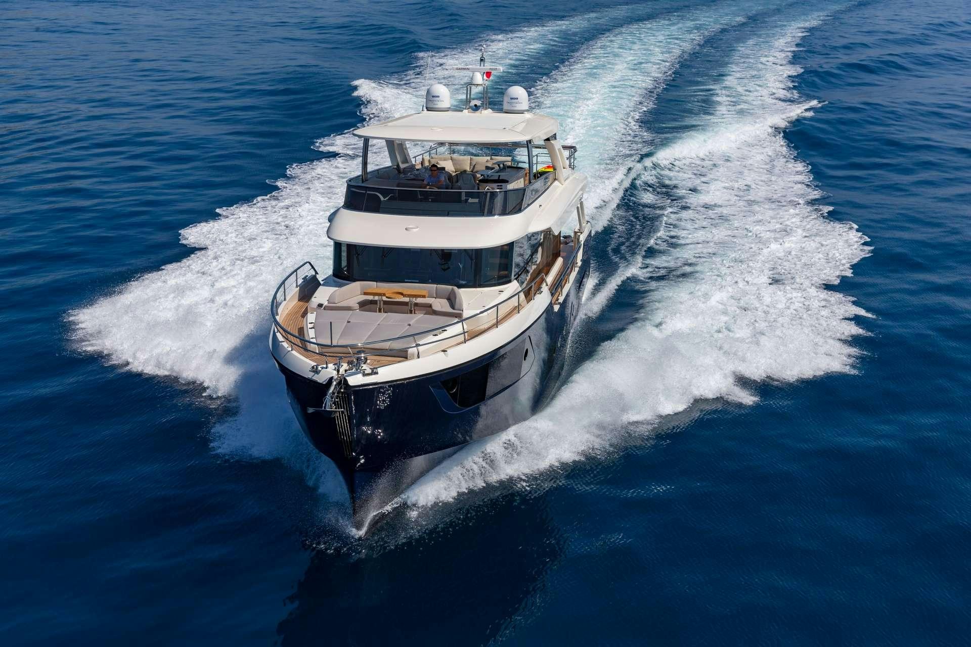 a boat on the water aboard ENIGMA Yacht for Charter