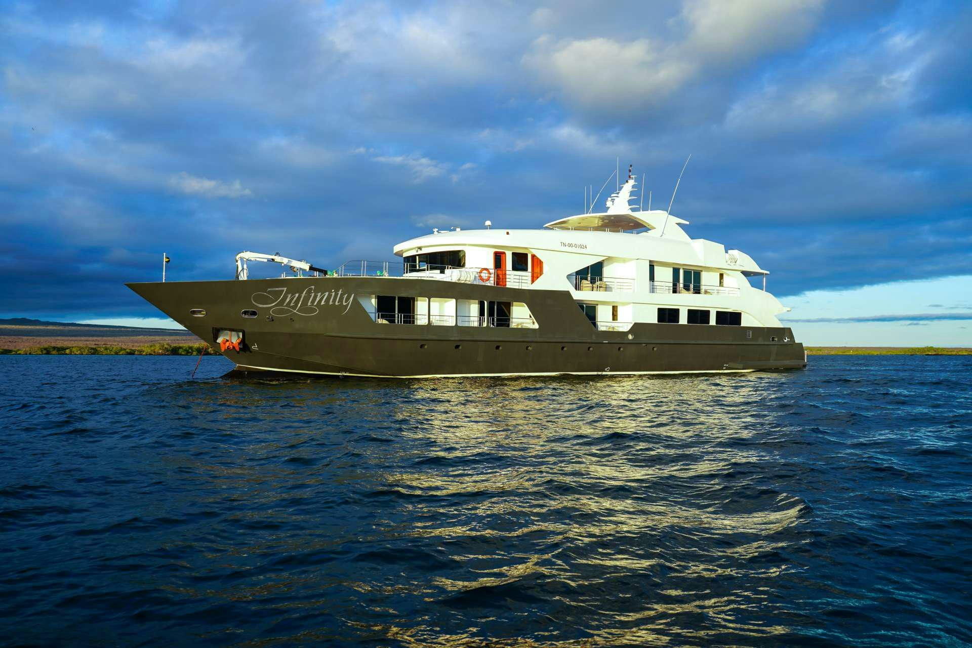 a boat in the water aboard INFINITY Yacht for Charter
