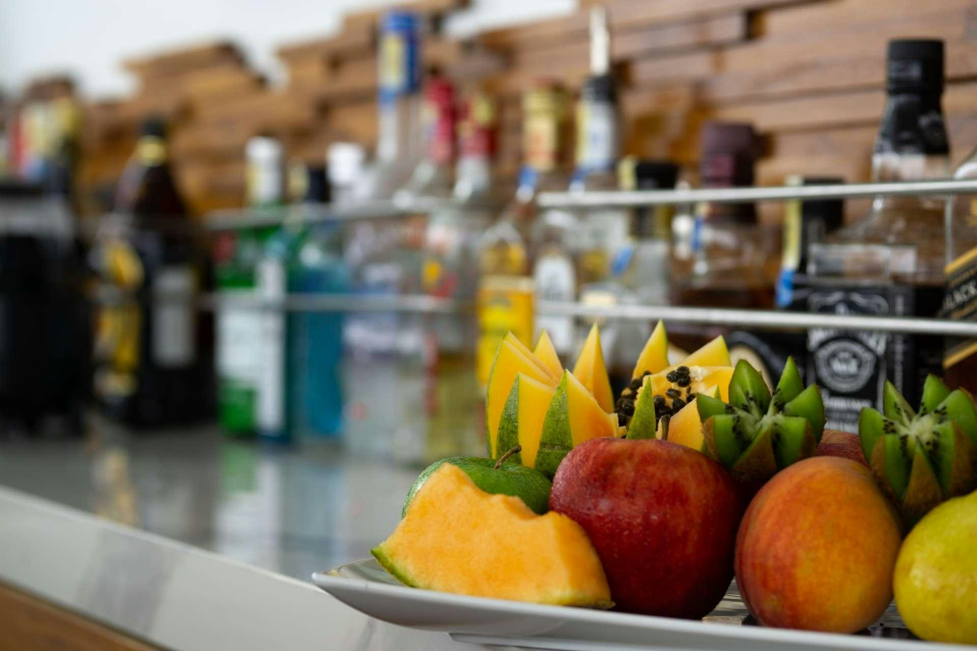 a bowl of fruit aboard INFINITY Yacht for Charter