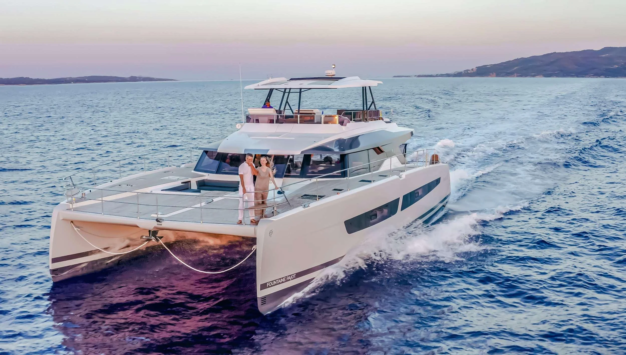 a couple on a boat aboard CHRISTAL MIO Yacht for Charter
